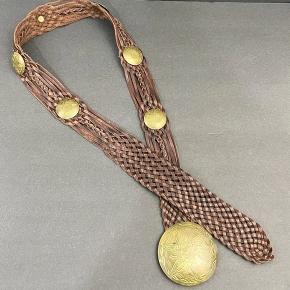 Vintage Accessories - Moroccan Leather Braided Concho Belt